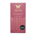 Definite Dark Chocolate Coffee & Sea Salt 65% wrapper with gold butterfly