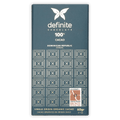 Definite Zorzal 100% dark teal chocolate bar wrapper with white text and geometric patterns