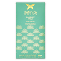 Definite Coconut Milk 60% cacao chocolate bar wrapper in teal with gold butterfly logo