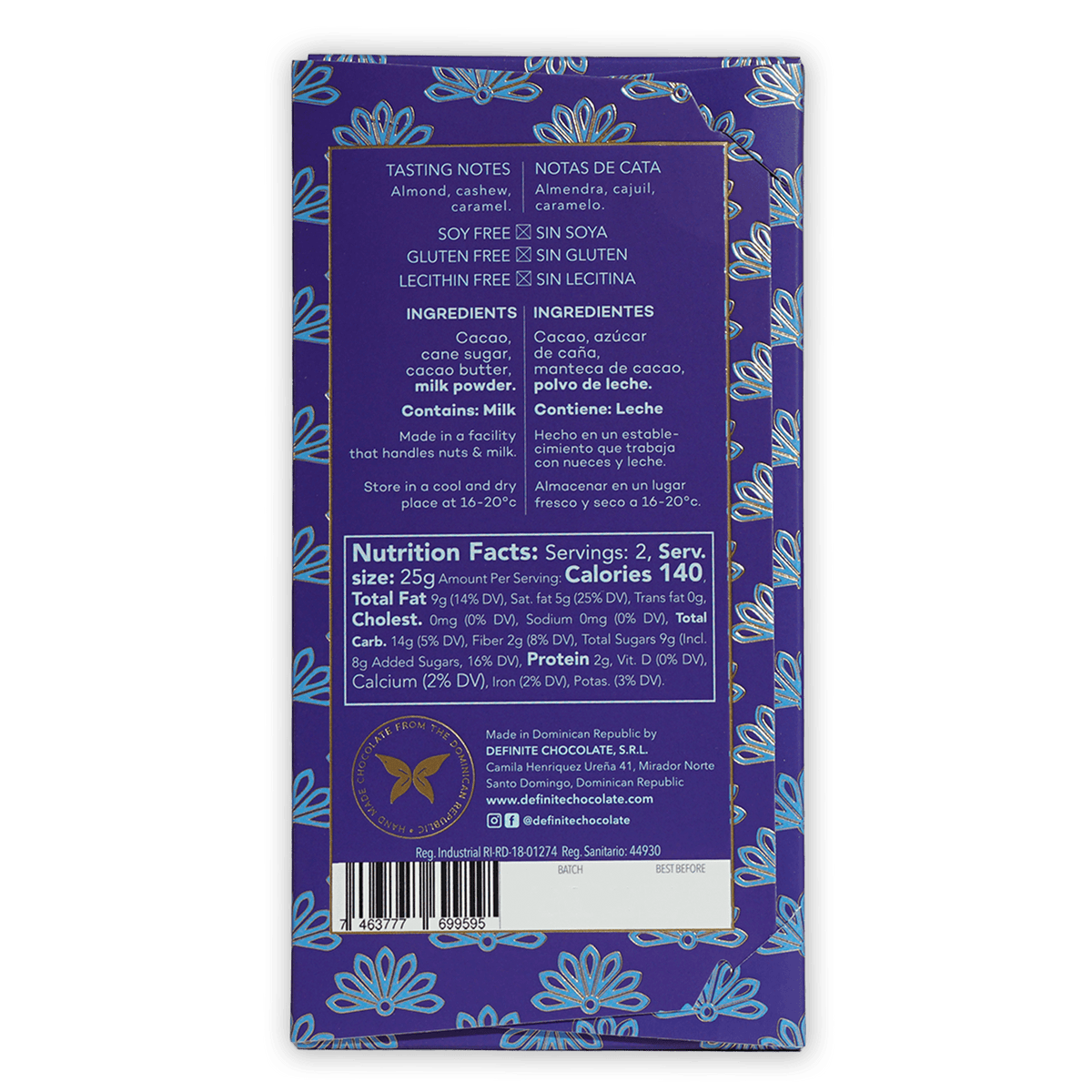 Definite Dark Milk Chocolate 55% Dominican Republic