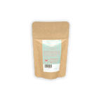 Back of Definite Drinking Chocolate Dark 70% kraft pouch with teal label