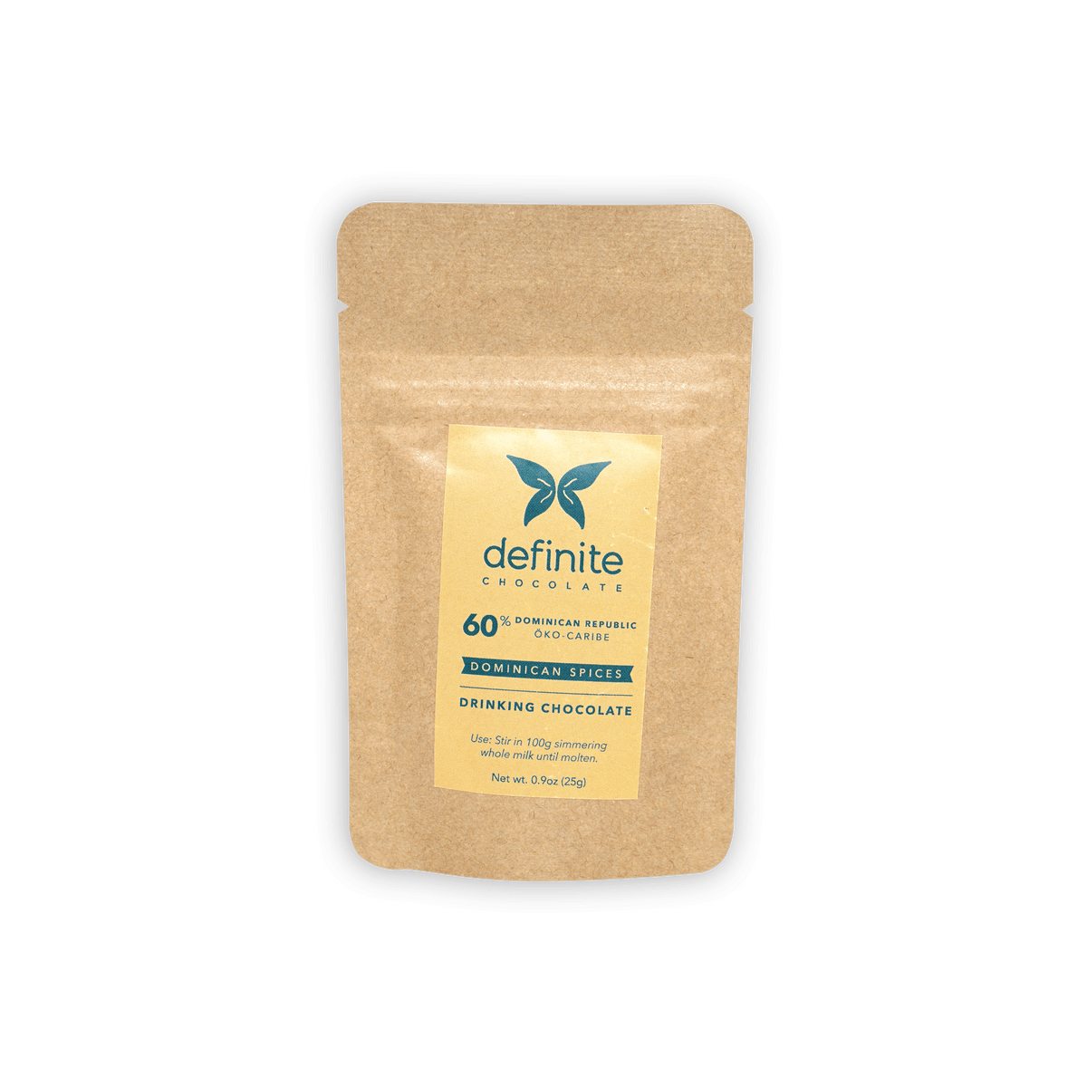 Definite Drinking Chocolate w/ Dominican Spices 60% resealable pouch