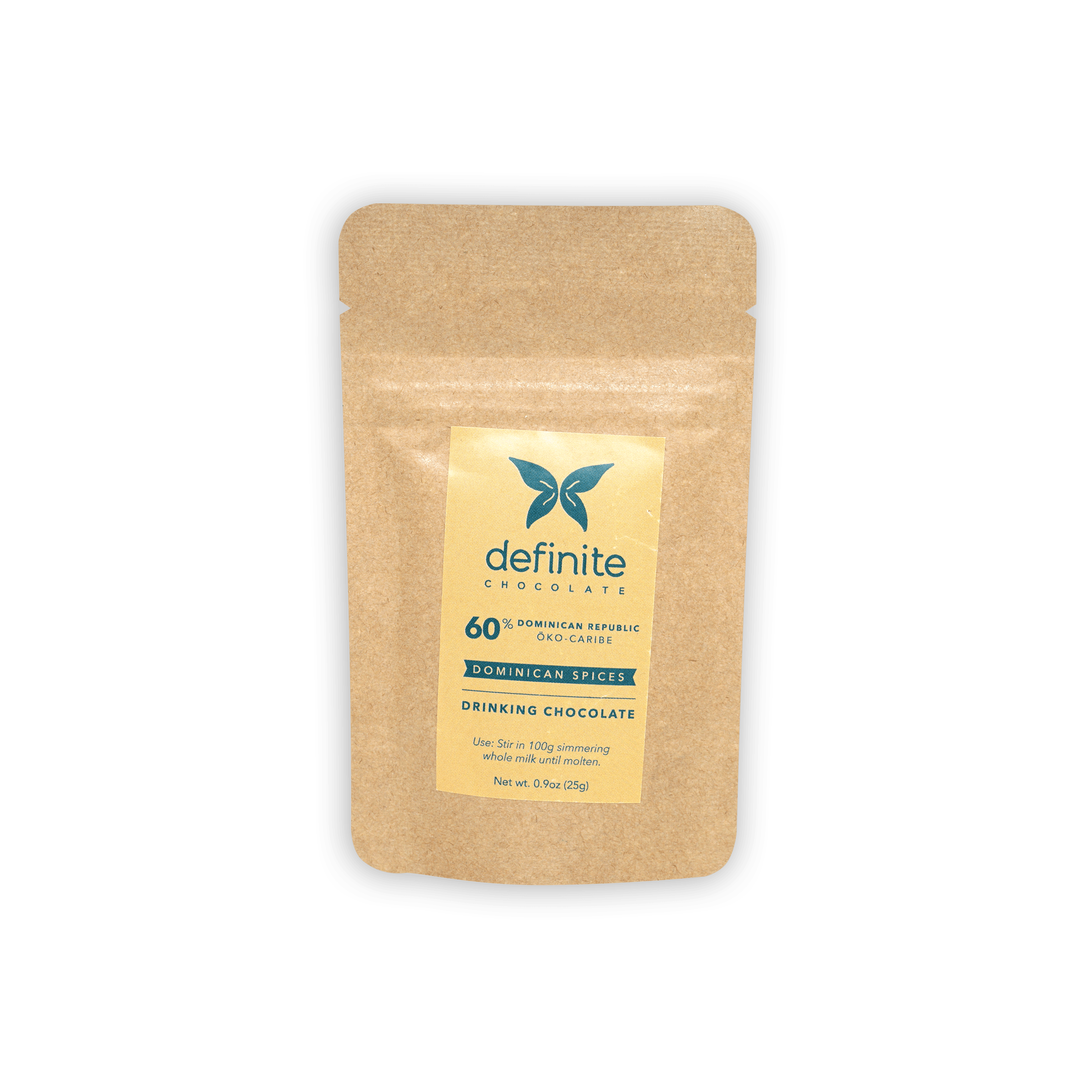 Definite Drinking Chocolate w/ Dominican Spices 60% resealable pouch