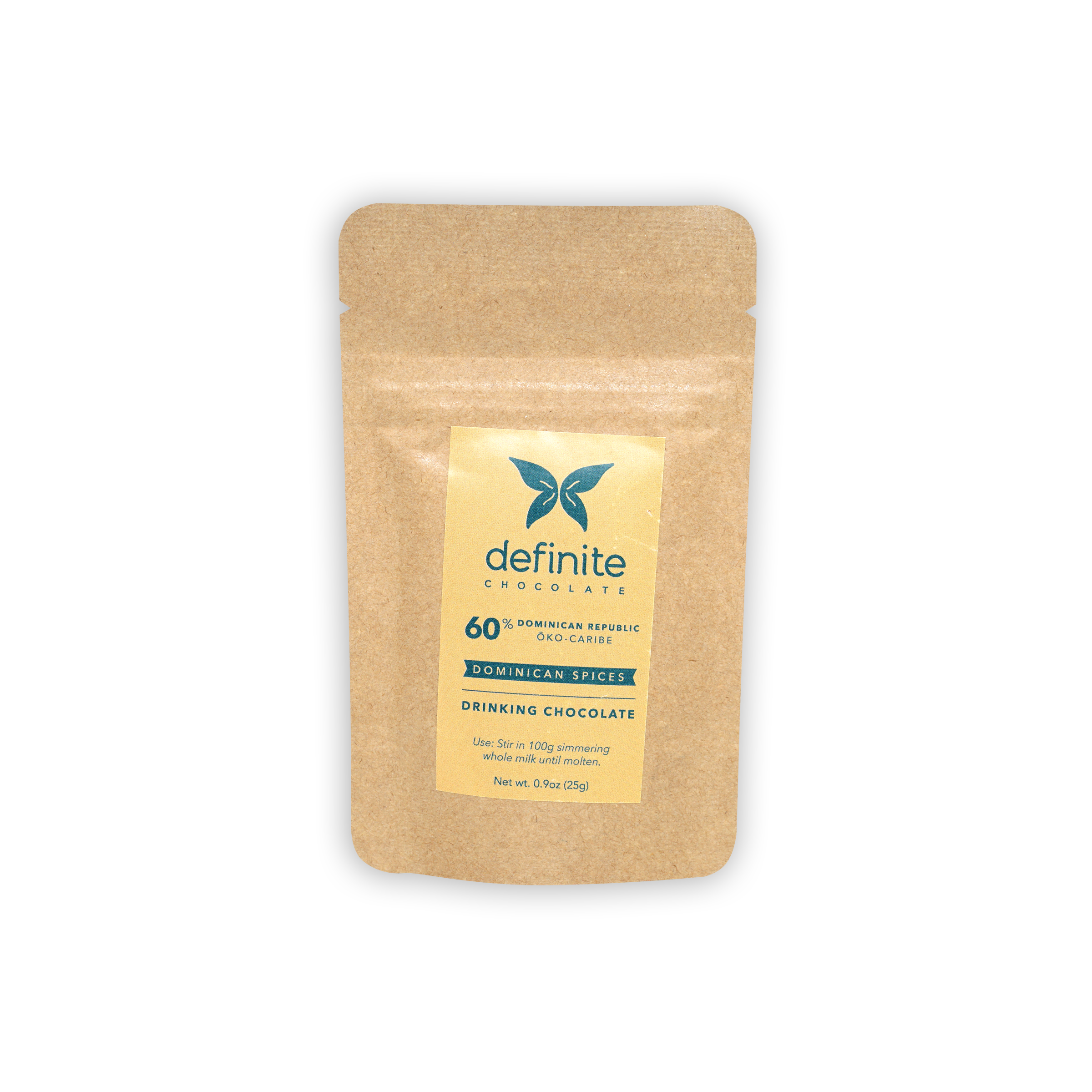 Definite Drinking Chocolate w/ Dominican Spices 60% resealable pouch