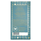 Teal gold star patterned Definite cashew milk chocolate bar wrapper