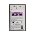 Back of Dick Taylor 72% Tanzania Dark Chocolate with Black Fig box, purple label, flying pelicans, ingredients
