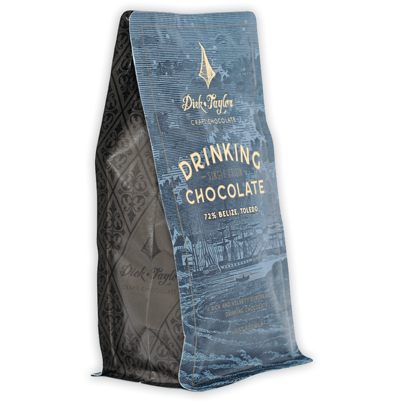 Dick Taylor Drinking Chocolate Belize 72% blue gold foil bag