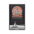 Dick Taylor Straight Bourbon Whiskey 70% dark chocolate bar, dark box with orange barrel and sailboat illustration, Limited Release
