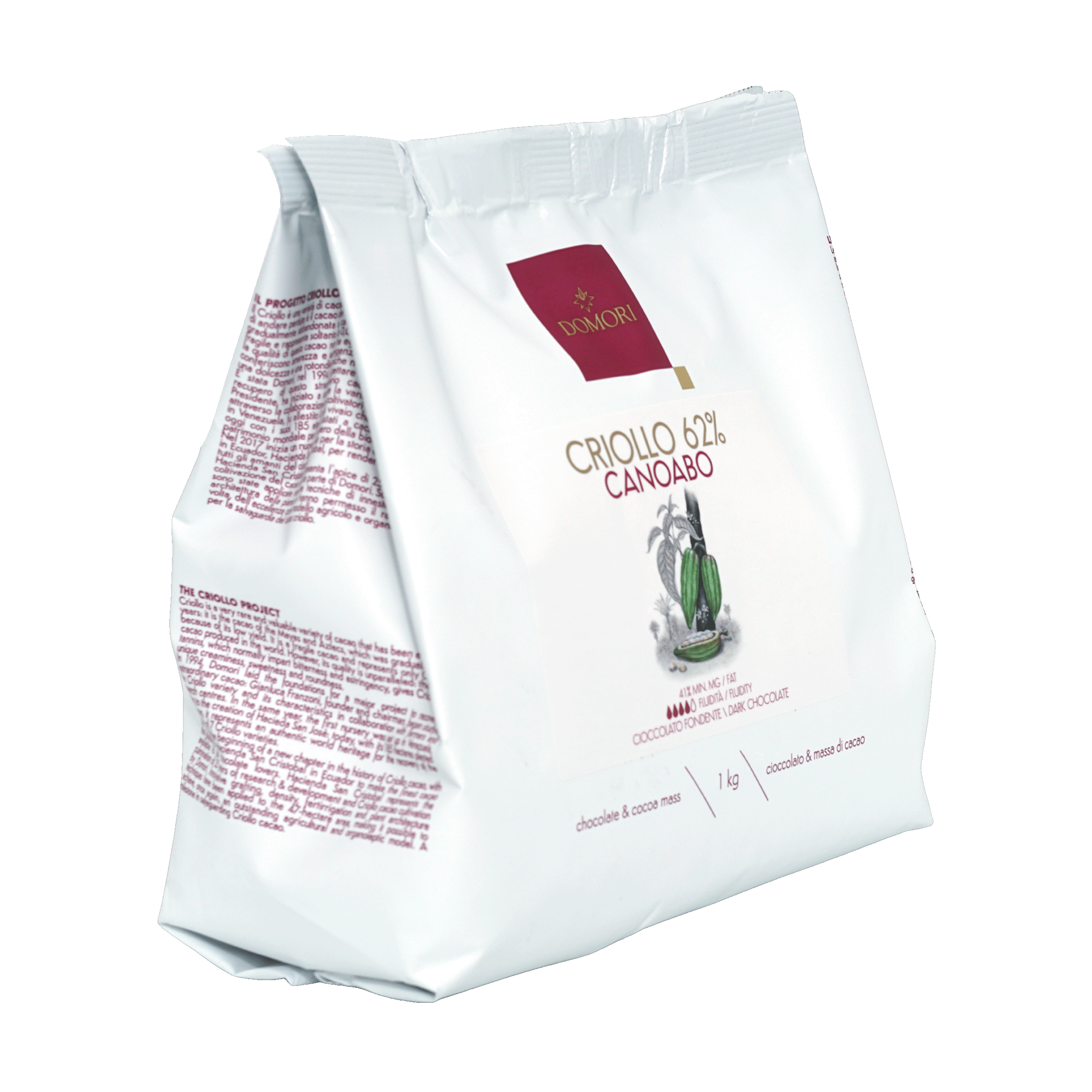 Domori Bulk Dark Canoabo Criollo 62% chocolate drops 1kg bag