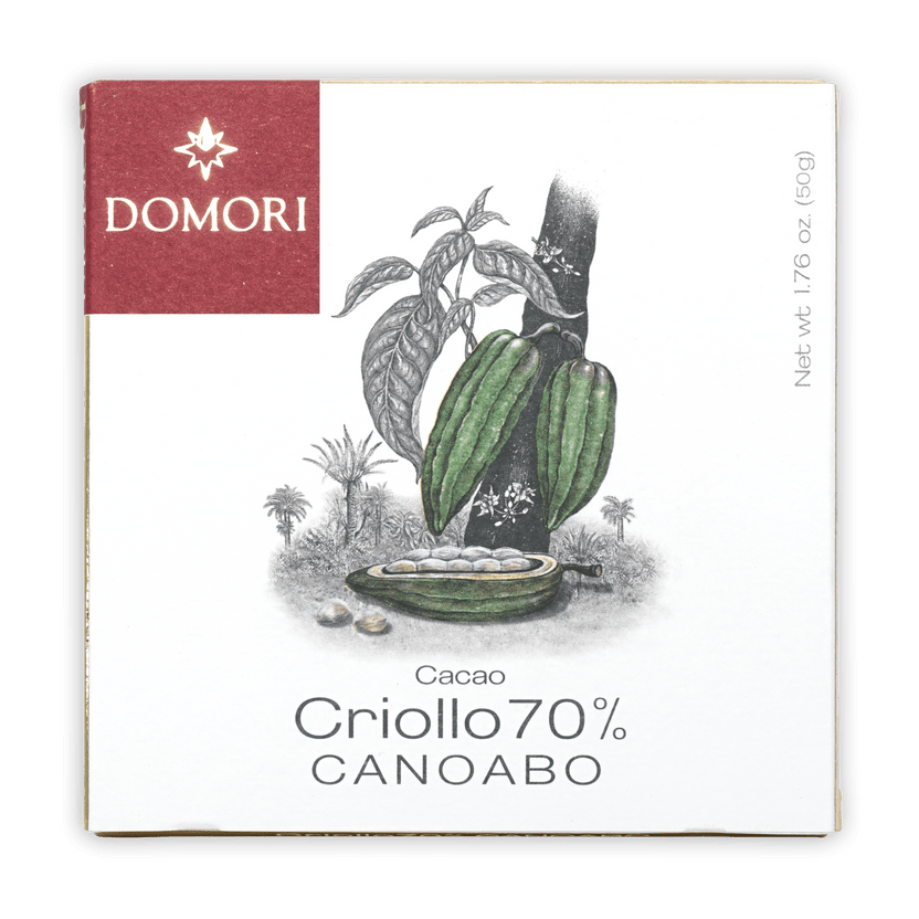 Domori Canoabo Criollo 70% limited edition cacao bar in box