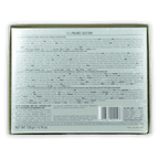 Back of Domori silver praline tin with 12 Dounou pralines