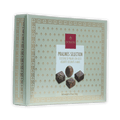 Elegant light green Domori pralines gift box with gold patterns, 12 pcs