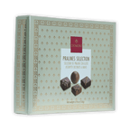 Elegant light green Domori pralines gift box with gold patterns, 12 pcs