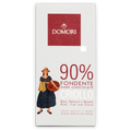 Domori Criollo 90% dark chocolate bar in white wrapper with red accents