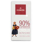 Domori Criollo 90% dark chocolate bar in white wrapper with red accents