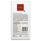 Domori Criollo 100% white rectangular chocolate package with red logo