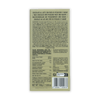 Back of Domori Dubai 160g milk chocolate bar with pistachio paste and kadaif wrapper