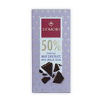 Domori Milk Chocolate 50% bar with criollo cocoa in lavender gold wrapper