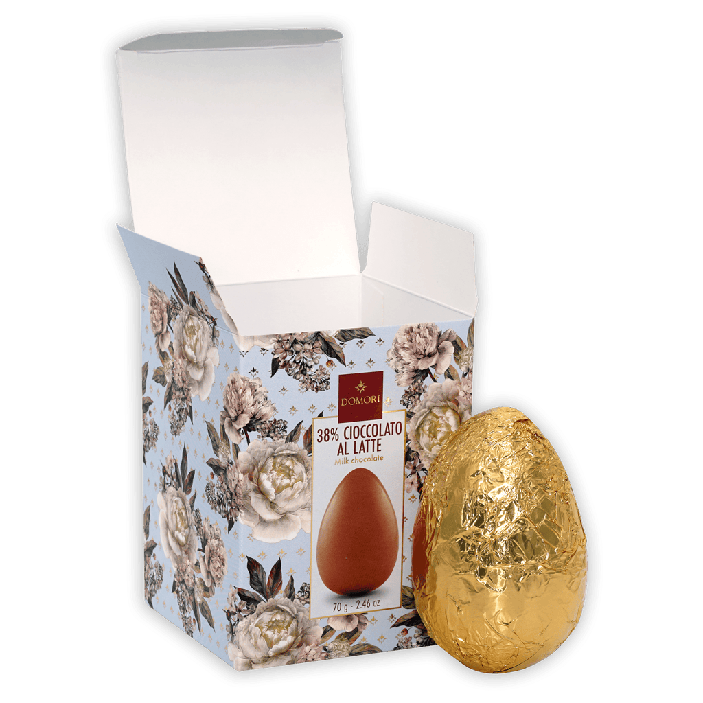 Domori mini Easter egg milk chocolate 38% 70g golden foil