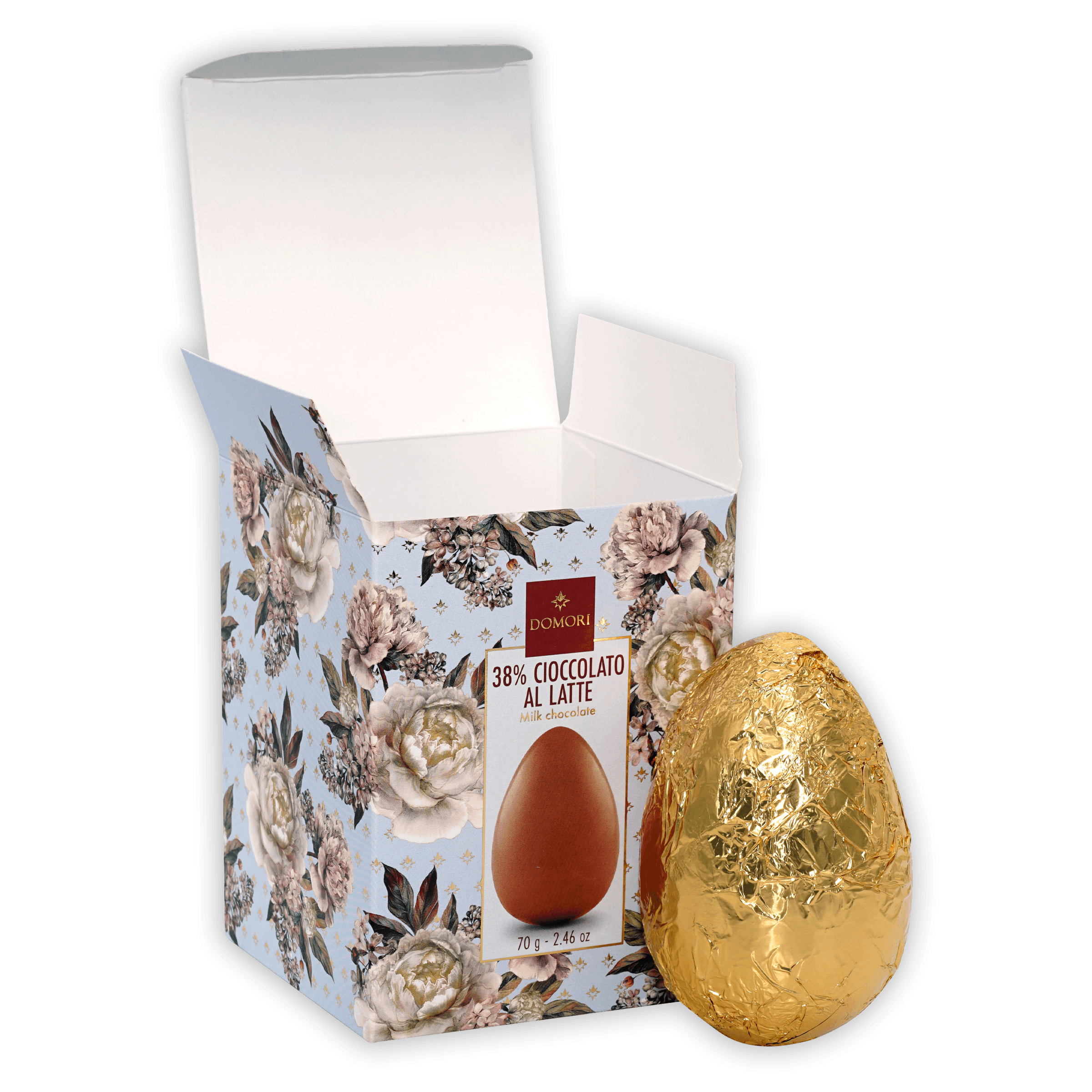 Domori mini Easter egg milk chocolate 38% 70g golden foil