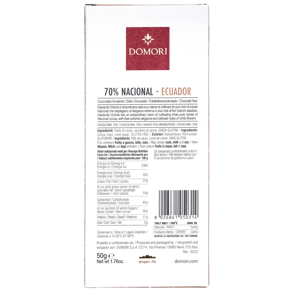 Domori Nacional Ecuador 70% dark chocolate package