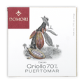 Domori Puertomar Criollo 70% limited edition chocolate bar in white maroon box