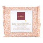 Domori Quantum Milk Chocolate w/ Hazelnuts 42% 500g bar in peach foil