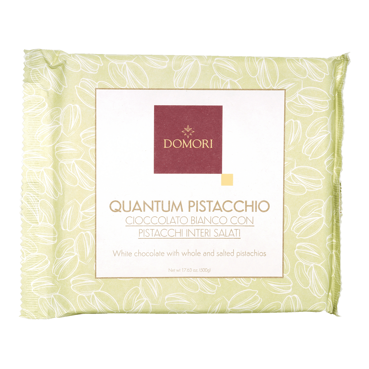 Domori Quantum White Chocolate Slab w/ Whole Salted Pistachios