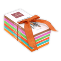 Domori 70% Nacional chocolate bundle of 6 vibrant bars with orange ribbon
