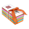 Domori 70% Nacional chocolate bundle of 6 vibrant bars with orange ribbon