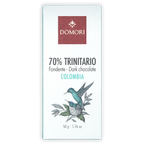 Domori Trinitario Colombia 70% dark chocolate bar in white wrapper