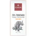Domori Trinitario Tanzania 70% dark chocolate bar with elephant illustration