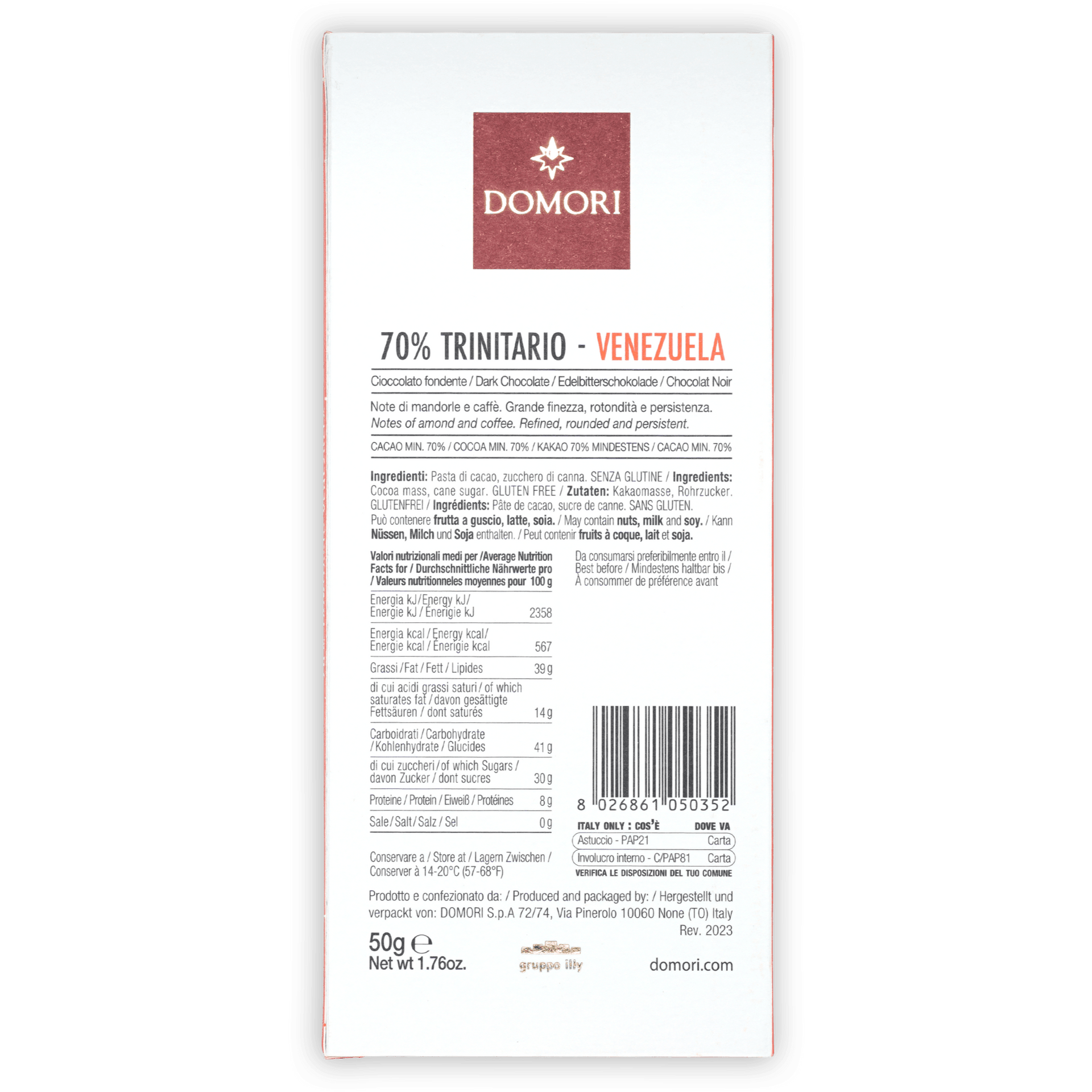 Domori Trinitario Venezuela 70% dark chocolate package