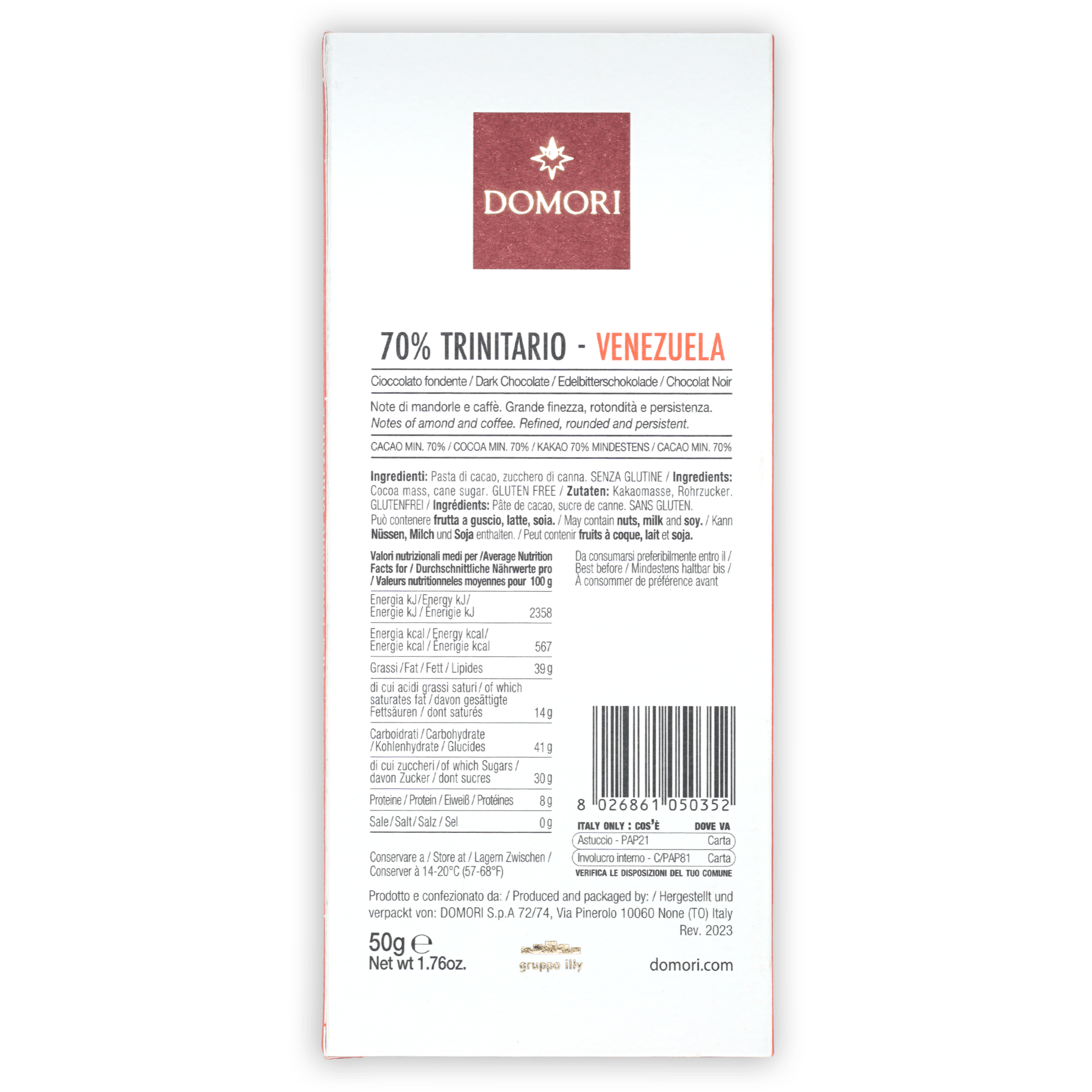 Domori Trinitario Venezuela 70% dark chocolate package