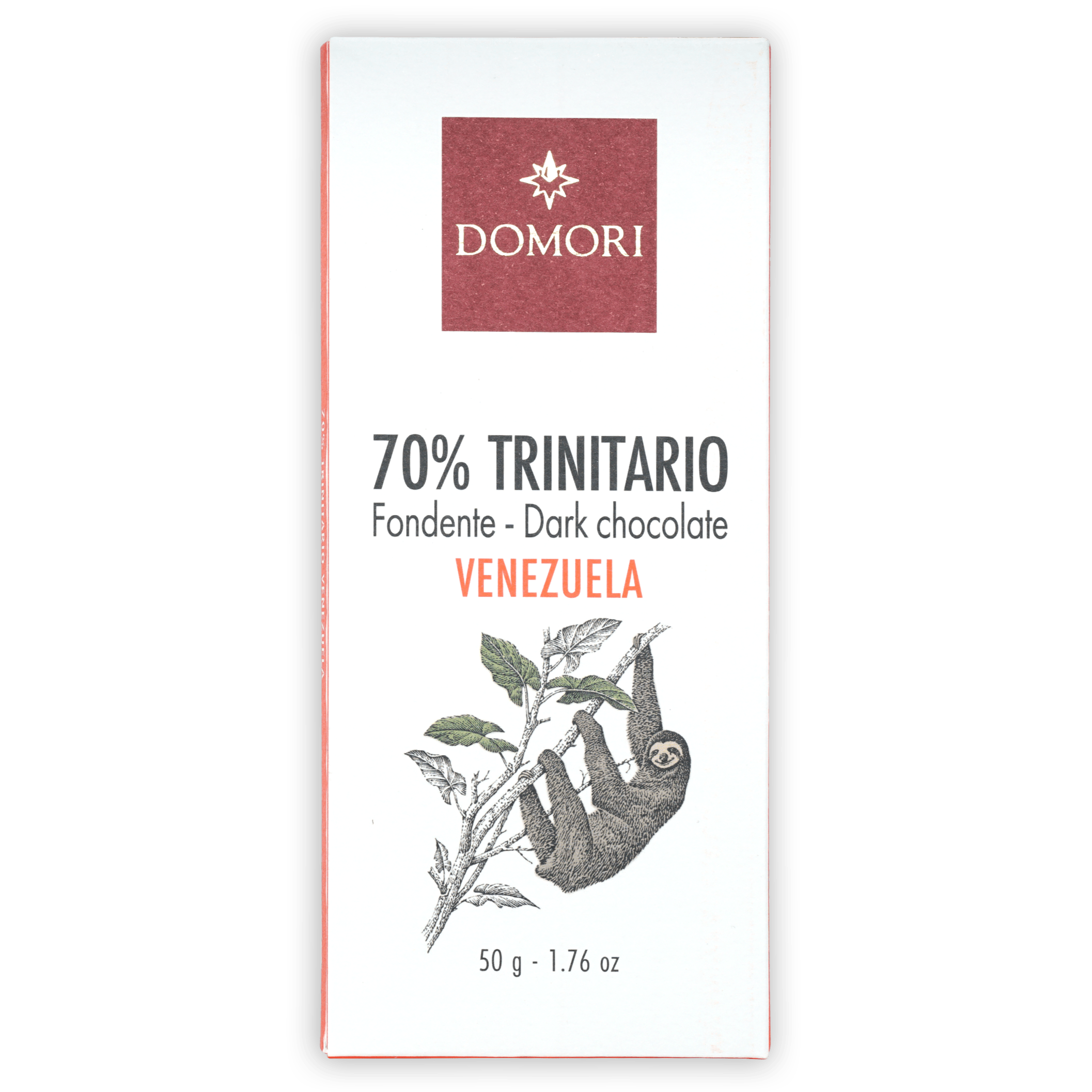 Domori Trinitario Venezuela 70% dark chocolate bar with sloth wrapper