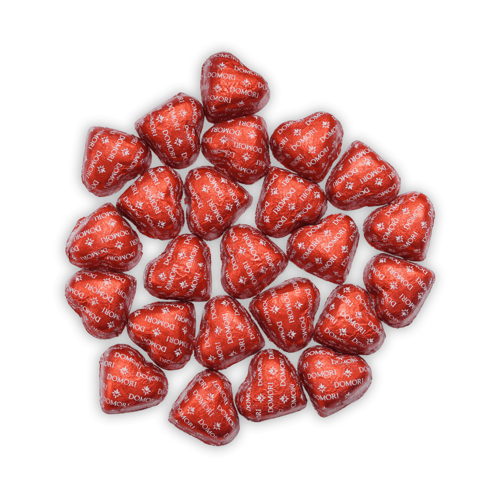 Domori Criollo Hearts 70% red foil-wrapped chocolate hearts 24 pcs