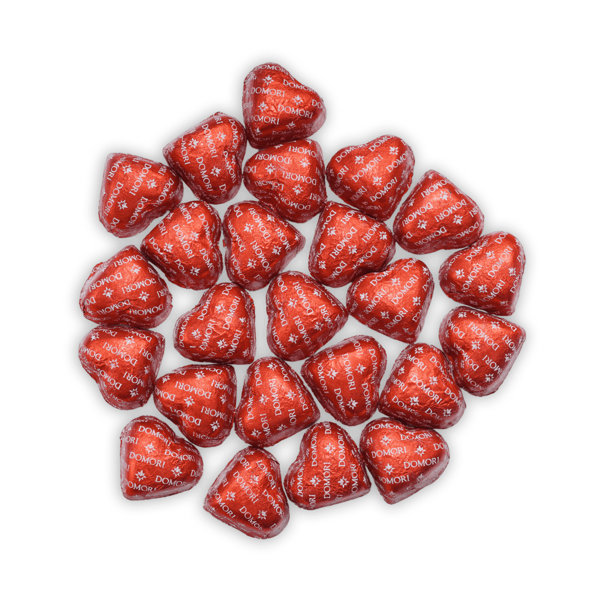Domori Criollo Hearts 70% red foil-wrapped chocolate hearts 24 pcs