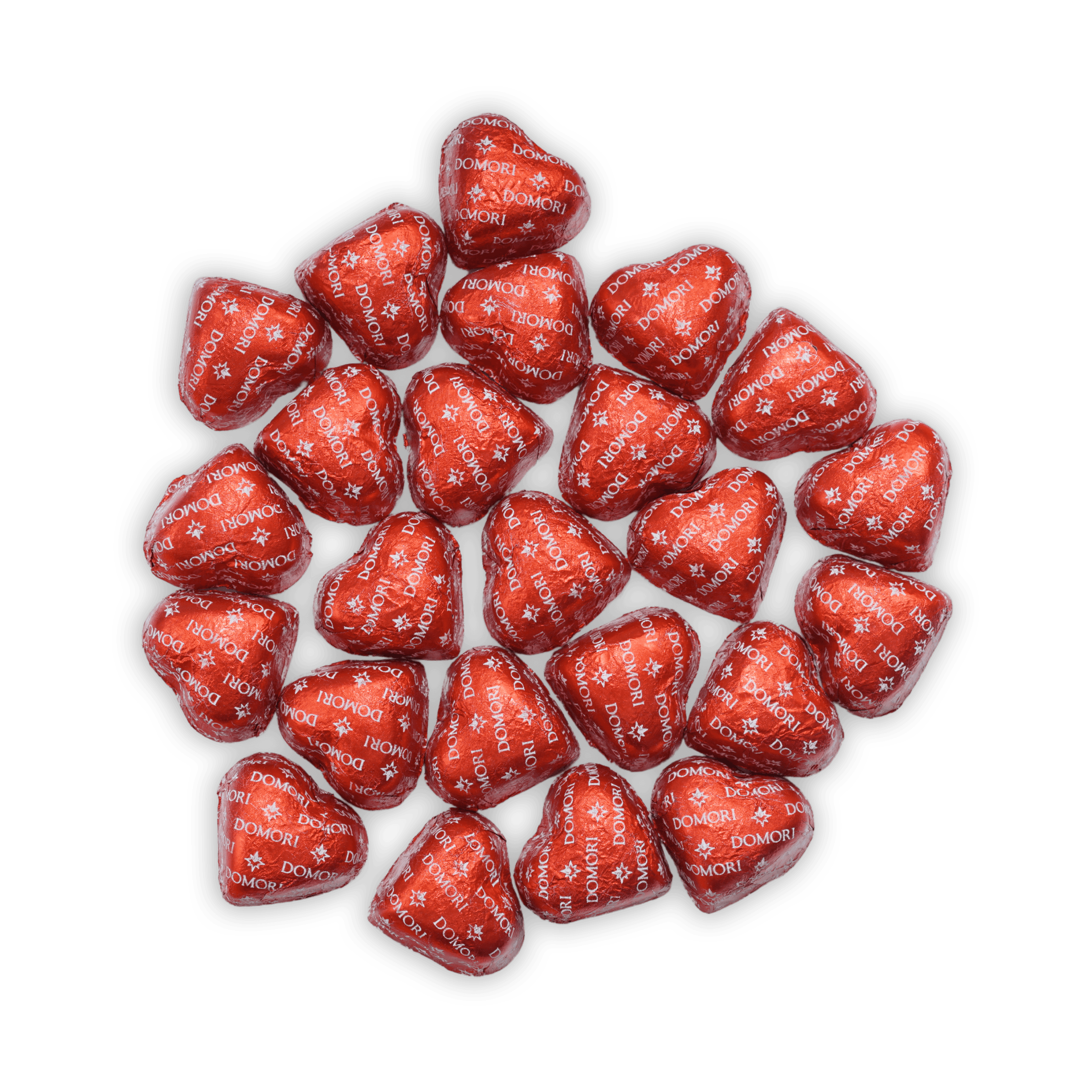 Domori Criollo Hearts 70% red foil-wrapped chocolate hearts 24 pcs