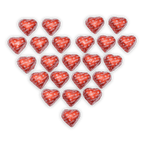 Domori Criollo Hearts 70% red foil-wrapped chocolate candies, 24 pcs