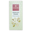 Domori white chocolate bar with Sicilian salted pistachios, green wrapper