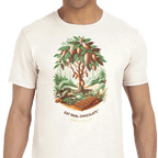 Vintage Cocoa Tree Tee: white cotton t-shirt with cocoa tree illustration