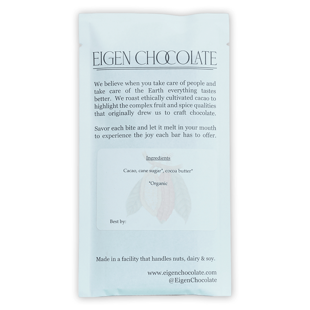 Eigen Dark Chocolate Colombia 70% minimalist white packaging