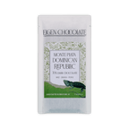 Eigen Chocolate pouch with a green iguana and floral pattern, reading Monte Plata Dominican Republic, 70% Dark Chocolate, 50 g.