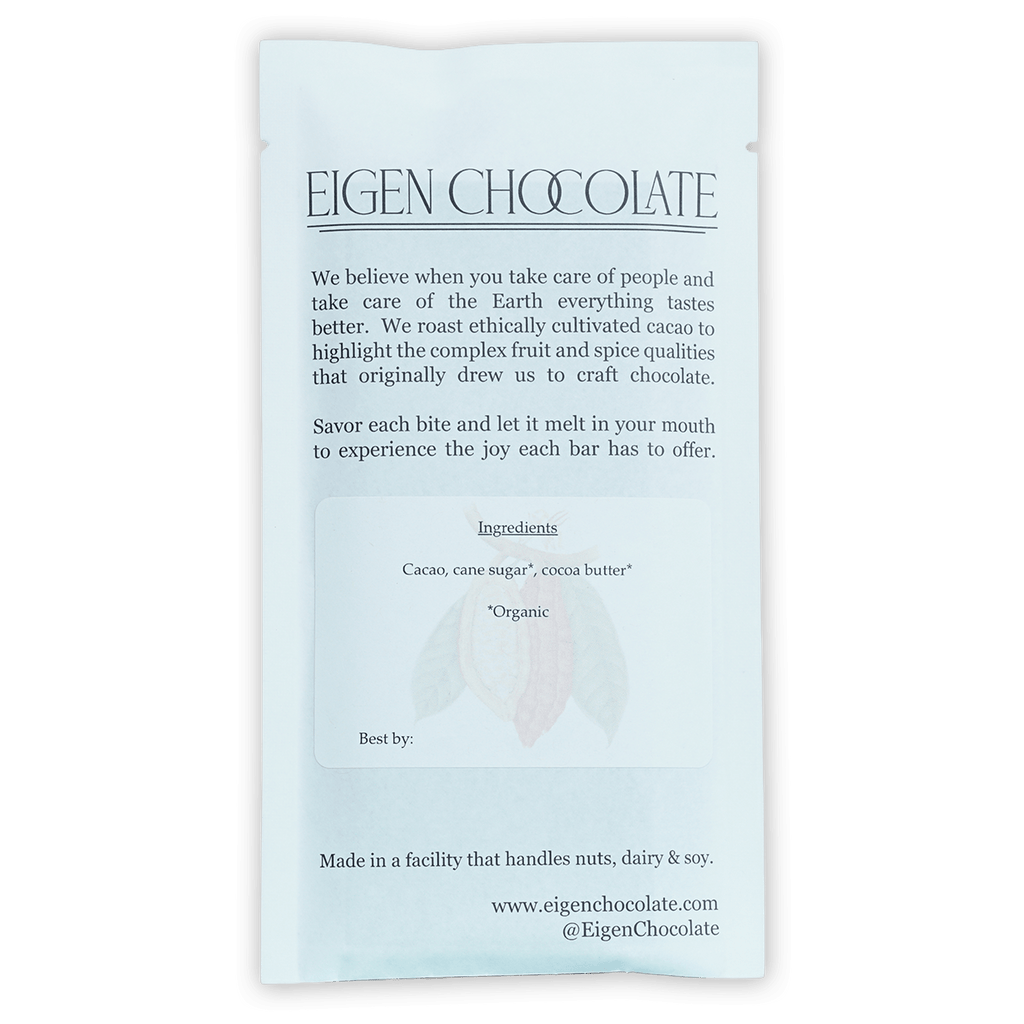 Eigen Dark Chocolate Dominican Republic 82% minimalist white packaging
