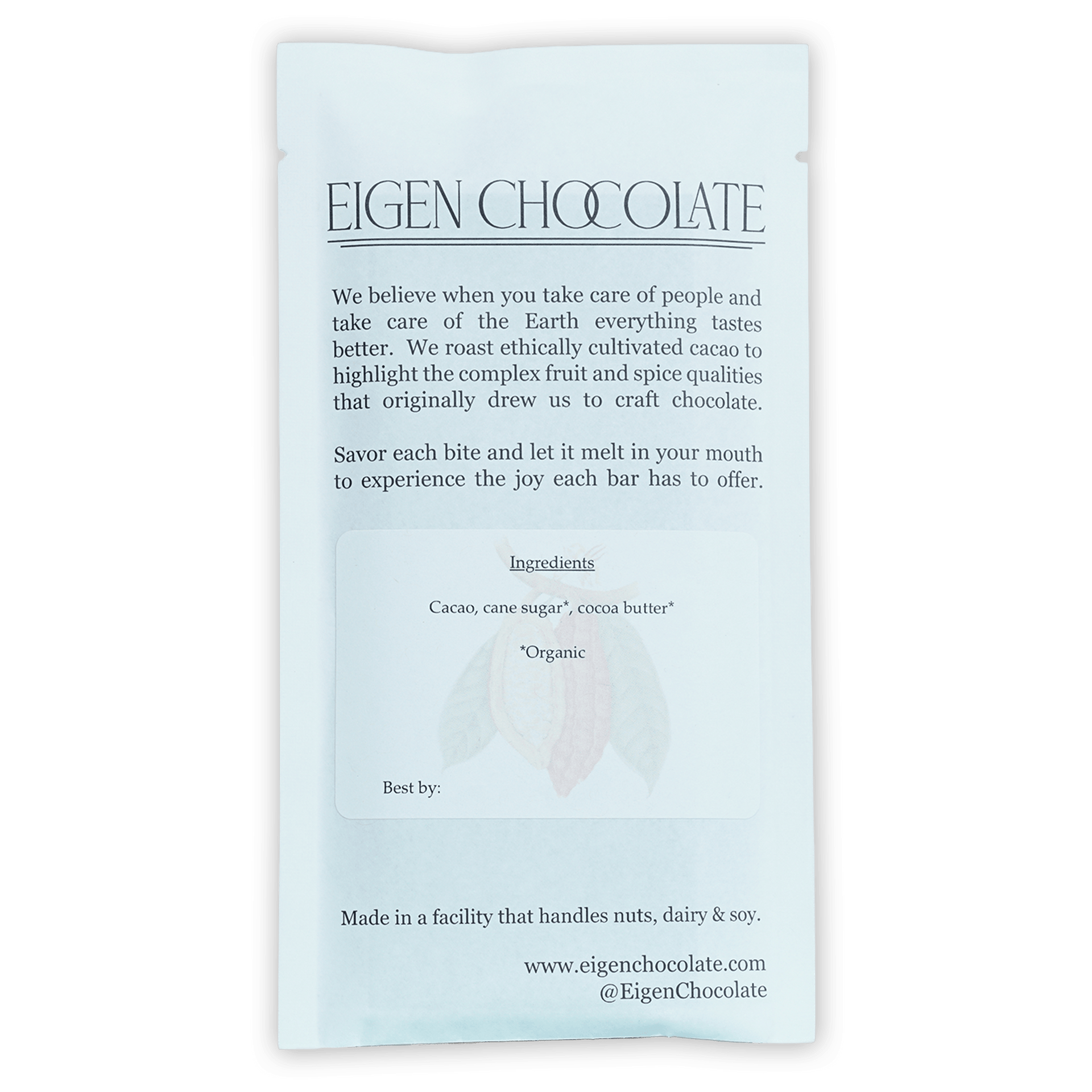 Eigen Dark Chocolate Dominican Republic 82% minimalist white packaging