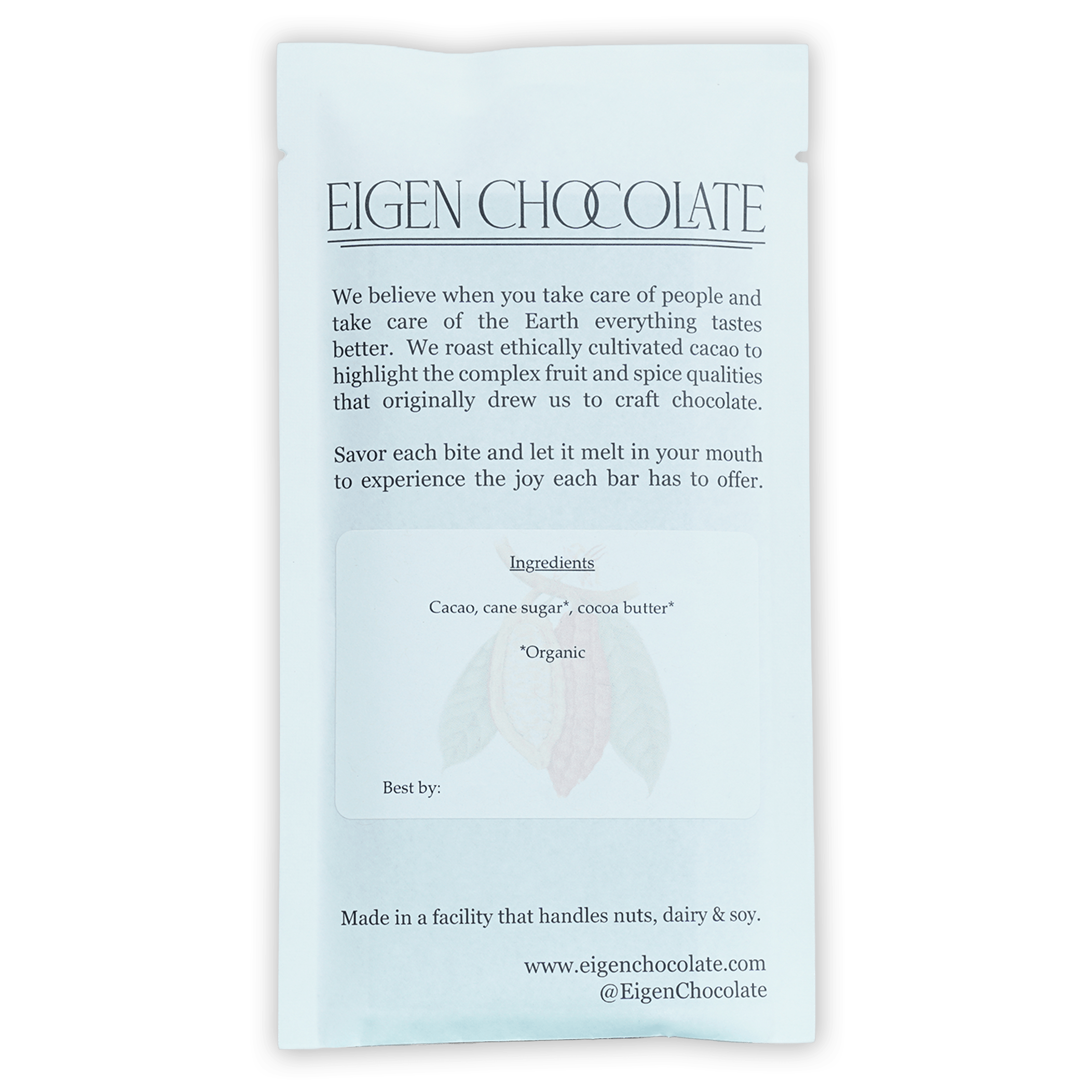 Eigen Dark Chocolate Dominican Republic 82% minimalist white packaging