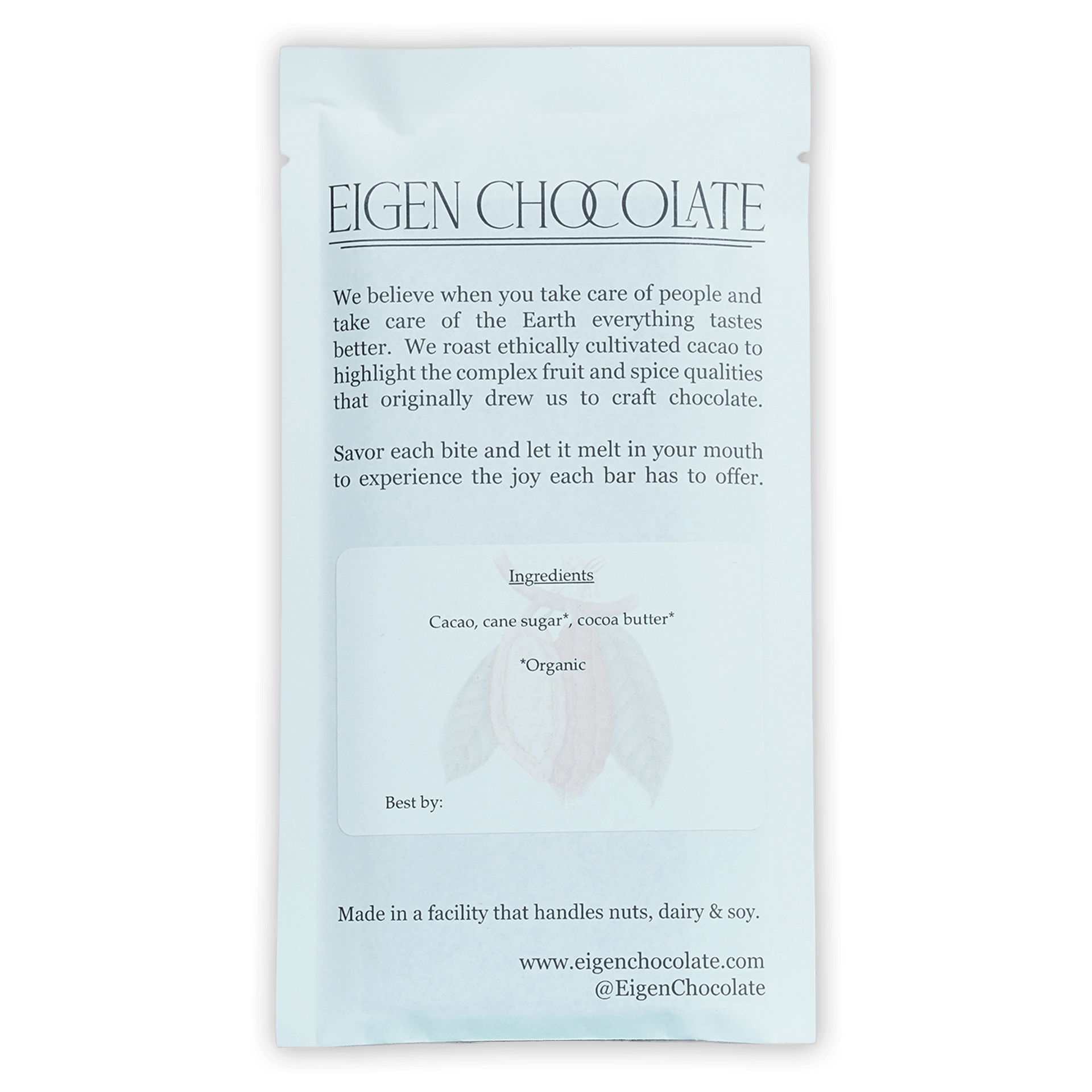 Eigen Dark Chocolate Vietnam Ben Tre 70% minimalist white foil bar