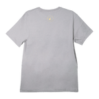 Minimalist white Find Your Inner Piece Tee with subtle gold circular logo