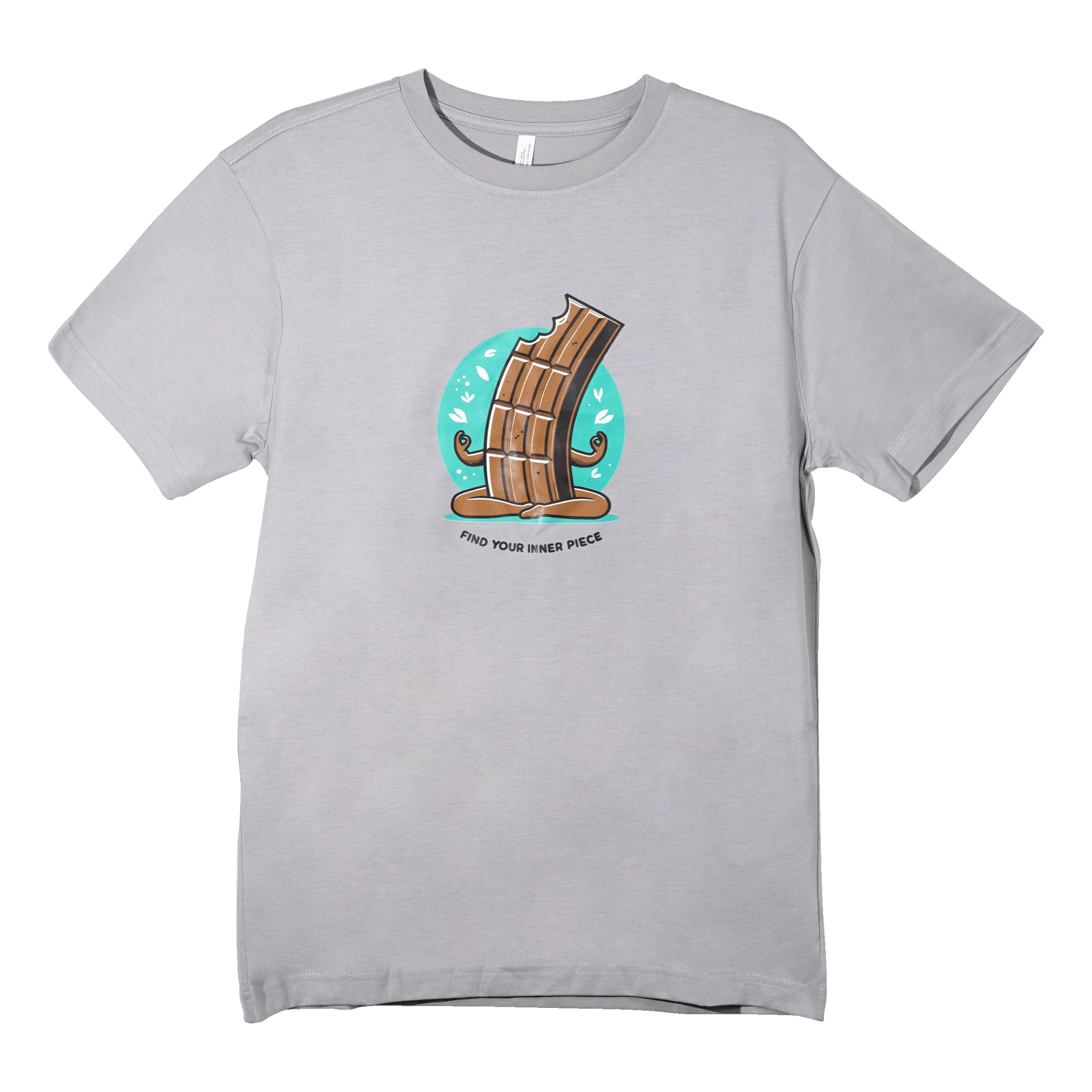 Find Your Inner Piece Tee with meditative chocolate bar cartoon