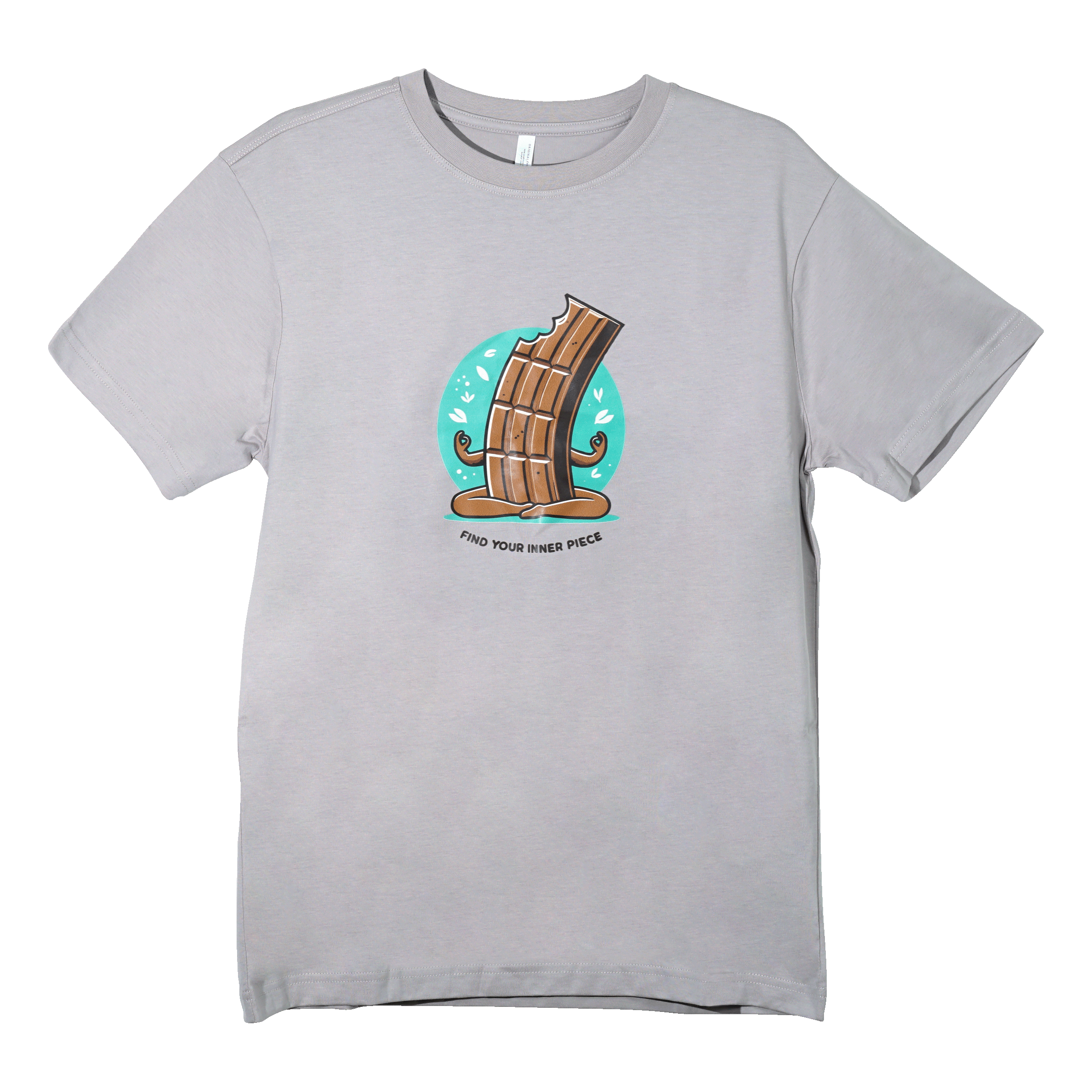 Find Your Inner Piece Tee with meditative chocolate bar cartoon